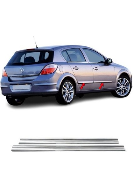 Opel Astra H Krom Yan Kapı Çıtası 4 Prç. 2004-2010 Paslanmaz Çelik (Hb)