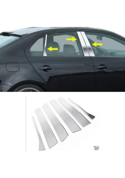 Volkswagen Jetta Uyumlu Krom Kapı Direk Seti 6 Parça 2005-2010 Arası Paslanmaz Çelik