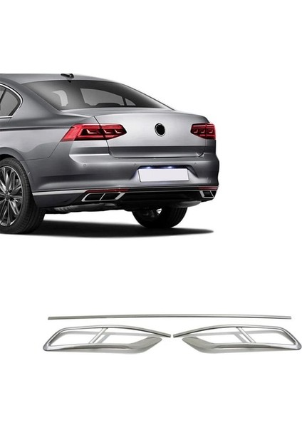 Vw Passat B8.5 Krom Egzoz Görünümü Difüzör 3 Prç. 2019 > P.çelik
