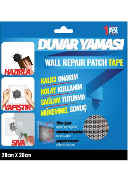 Duvar Delik Yaması Metal 20 cm x 20 cm