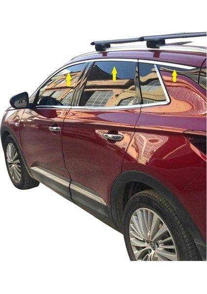 Opel Grandland x Krom Cam Üst Çıtası 8 Parça 2017 ve Üzeri Paslanmaz Çelik