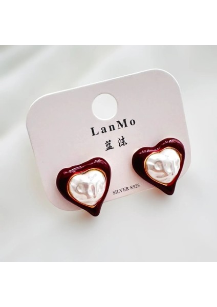 Sedef Mineli Kalp Küpe 2 Cm.