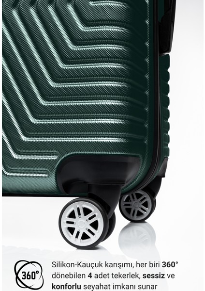 Suitcase Abs 3'lü Haki Yeşil Lüx Valiz Seyahat Seti 600.07-SET