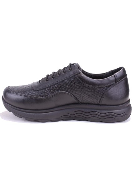 DZA32-203 Siyah Ortopedik Günlük Deri Kadın Ayakkabı modelleri