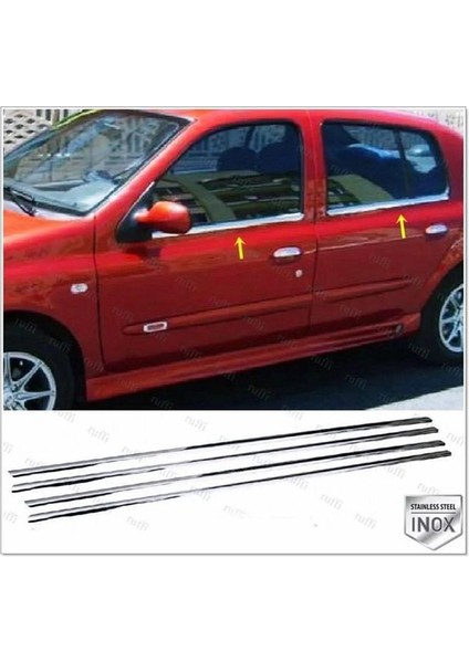 Renault Clio 2 Symbol Krom Cam Çıtası 4 Prç. 1998-2005 P. Çelik