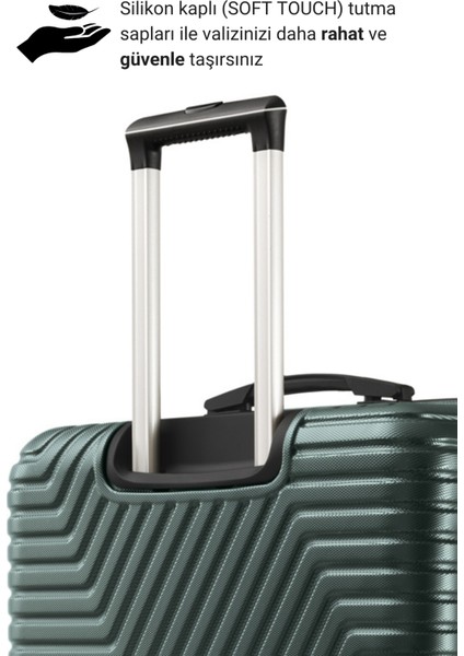 Suitcase Abs 3'lü Haki Yeşil Lüx Valiz Seyahat Seti 600.07-SET