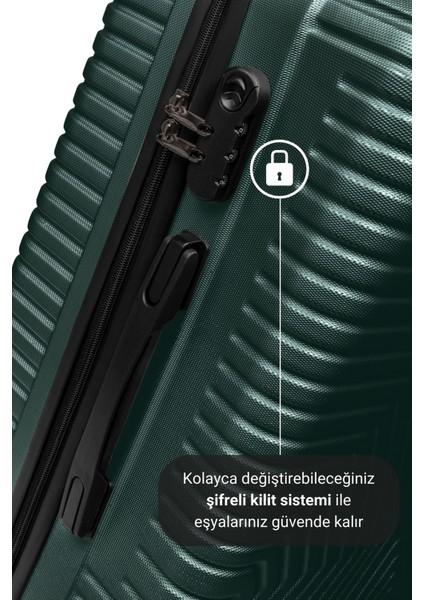 Suitcase Abs 3'lü Haki Yeşil Lüx Valiz Seyahat Seti 600.07-SET