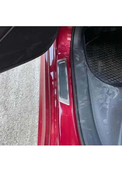Opel Astra J Sport Tourer Krom+Karbon Kapı Eşik Koruması 4 Parça 2010-2012 Arası