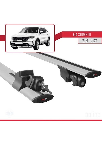 Kia Sorento (Mq4) 2021 Ve Sonrası İle Uyumlu Hook Model Anahtar Kilitli Ara Atkı Tavan Barı Gri
