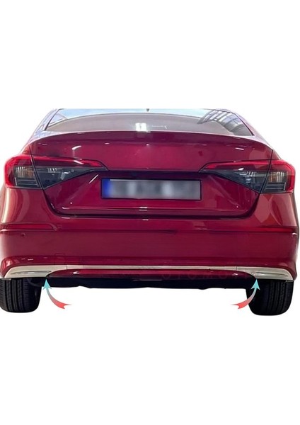 Honda Civic Krom Arka Difüzör 3 Parça 2021 Üzeri Paslanmaz Çelik