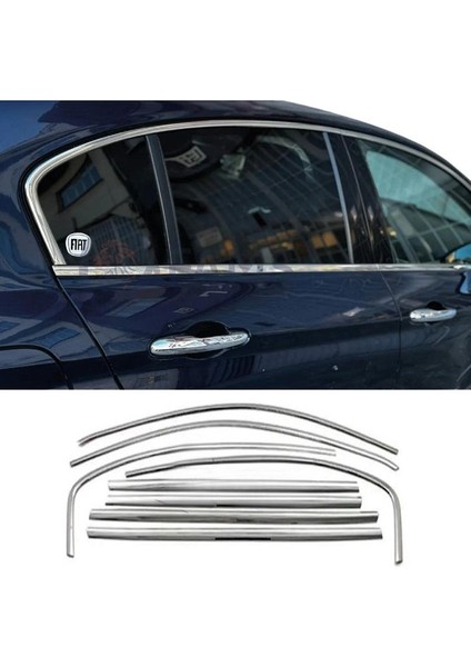 Fiat Egea Krom Cam Çerçevesi 8 Parça 2015> Paslanmaz Çelik