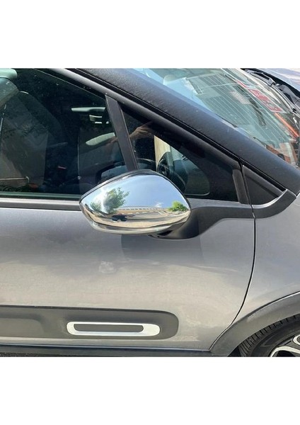 Citroen C3 Krom Ayna Kapağı 2 Parça 2017 > Paslanmaz Çelik