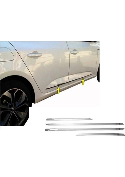 Renault Megane 4 Krom Yan Kapı Çıtası 4 Kapı 2015> Paslanmaz Çelik