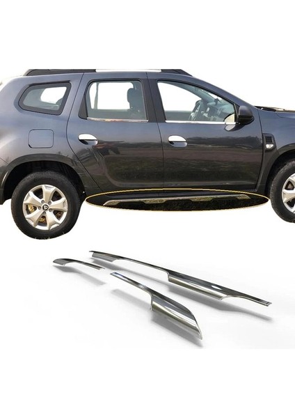 Dacia Duster Krom Yan Etek Marşpiyel Üstü Çıta 6 Parça 2018 ve Üzeri Paslanmaz Çelik