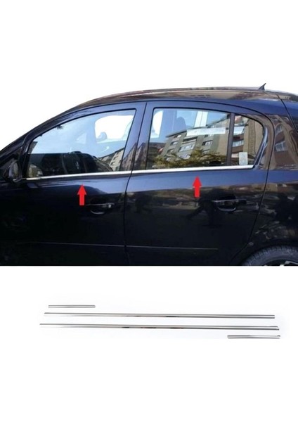 Opel Corsa D Krom Cam Çıtası 4 Parça 2007 Üzeri Uyumlu Paslanmaz Çelik Coupe
