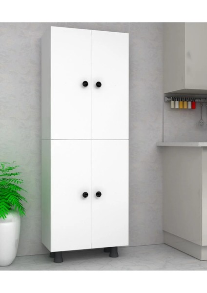 Çok Amaçlı Dolap 2 Kapaklı 6 Raflı Banyo&Mutfak&Kiler&Balkon 70 cm Beyaz