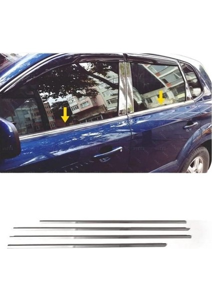 Kia Sportage Krom Cam Çıtası 4 Prç. 2004 - 2010 Paslanmaz Çelik