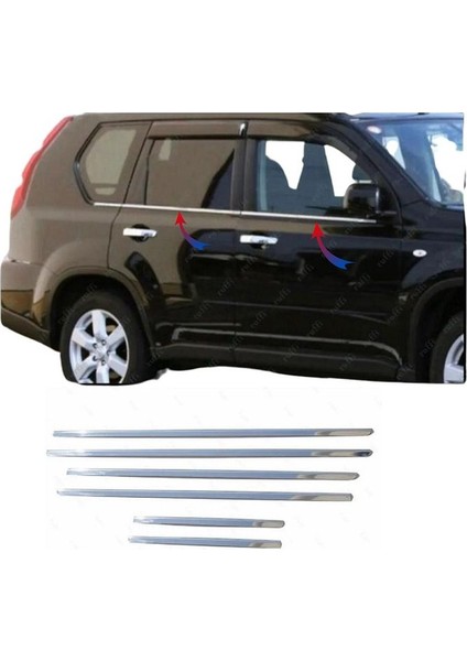 Nissan X-Trail Krom Cam Çıtası 6 Prç. 2007-2014 P.Çelik
