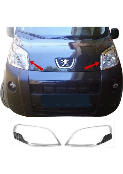 Peugeot Bipper Krom Far Çerçeve 2 Parça 2008 Üzeri Paslanmaz Çelik