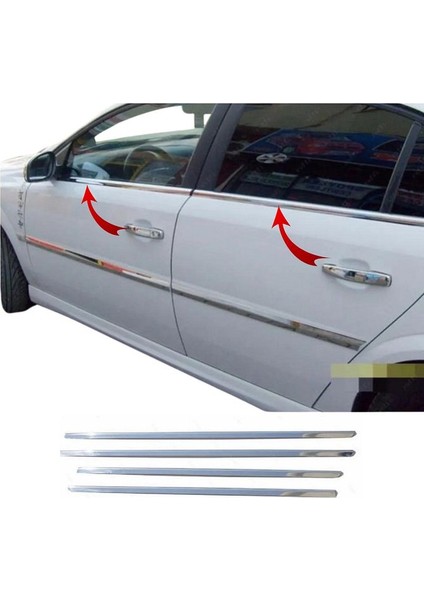 Opel Vectra C Krom Cam Çıtası 4 Prç. 2002 Üzeri P. Çelik