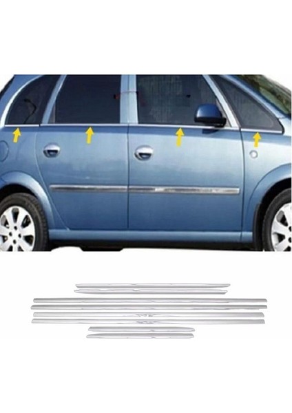 Opel Meriva Krom Cam Çıtası 8 Prç. 2003-2011 P. Çelik