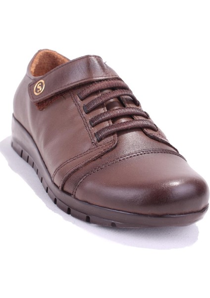 DZA32-039 Kahve Ortopedik Günlük Deri Kadın Ayakkabı