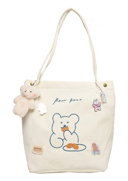 Sevimli Ayı Omuz Kanvas Çanta (Yurt Dışından)