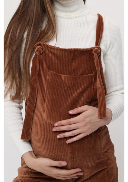 MYRA6114 - Camel Kadife Hamile Salopet fırsatları