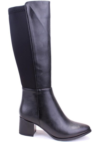 DZA07-928725 Siyah Klasik Kalın Topuklu Kadın Çizme fiyatları