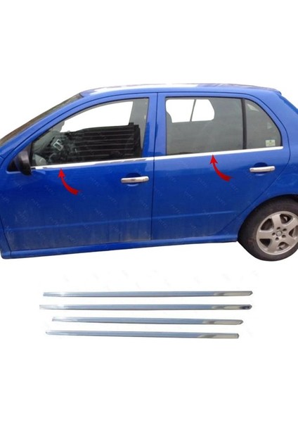 Skoda Fabia Hb Krom Cam Çıtası 4 Prç. 1999-2008 Arası Paslanmaz Çelik