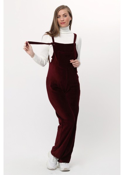 MYRA6113 - Bordo Kadife Hamile Salopet fiyatları