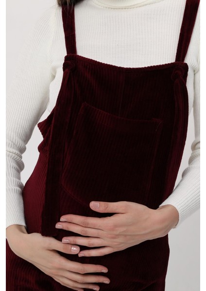 MYRA6113 - Bordo Kadife Hamile Salopet fırsatları