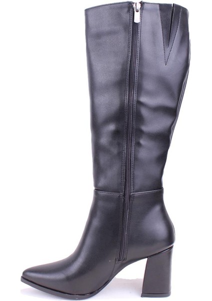 DZA07-117918001 Siyah Klasik Kalın Topuklu Kadın Çizme modelleri