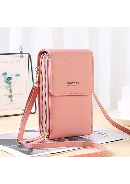 6.5 Inç Pu Deri Telefon Crossbody Çanta Kadınlar Için Dokunmatik Ekran Çantaları-Siyah (Yurt Dışından)