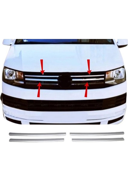 Vw T6 Transporter Krom Ön Panjur 4 Parça 2015 ve Üzeri Paslanmaz Çelik Trendline Uyumlu