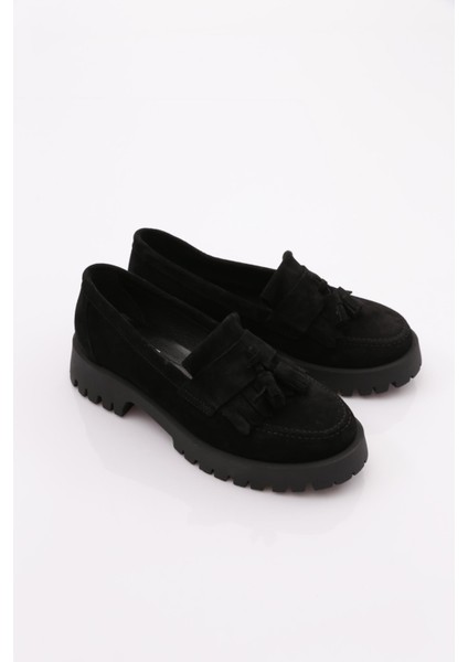 2840 Kadin Kalin Taban Püsküllü Loafer Ayakkabi