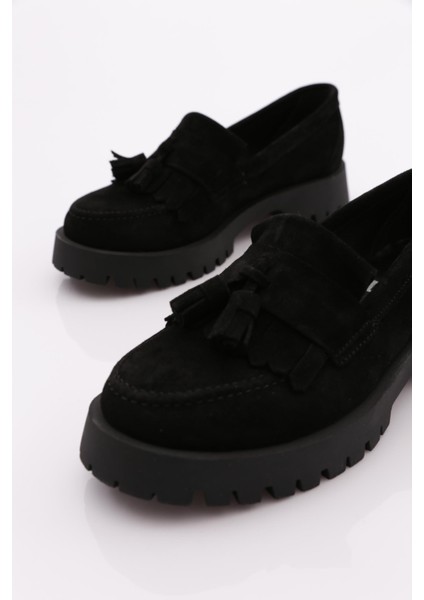 2840 Kadin Kalin Taban Püsküllü Loafer Ayakkabi