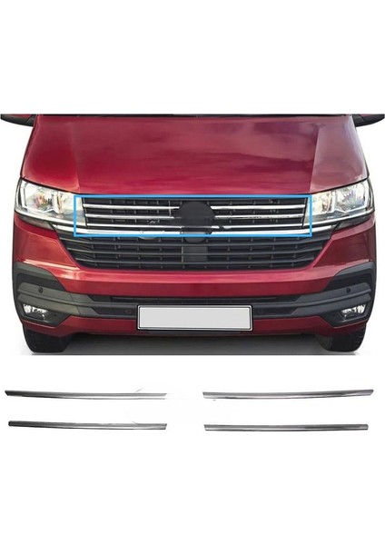 Vw T6.1 Transporter 2019 Üzeri Ön Tampon Çıtası 4 Parça Paslanmaz Çelik