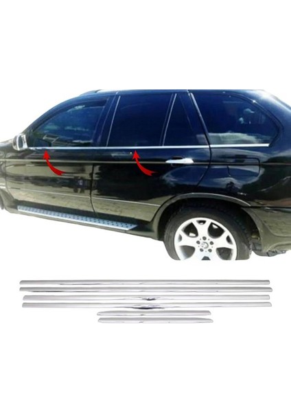 Bmw X5 Krom Cam Çıtası 6 Prç. 2000-2006 P. Çelik