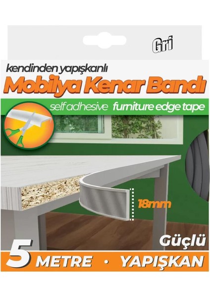 Masa Sehpa Kenar Koruma Bandı Gri 18MMX5MT