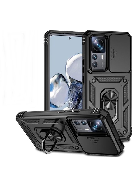 Xiaomi 12T Kılıf Yüzüklü Sürgülü Kamera Korumalı Pars