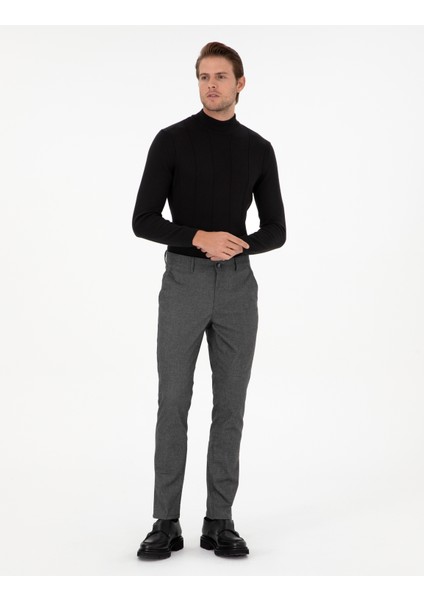 Erkek Gri Slim Fit Kanvas Pantolon 50299539-Vr024