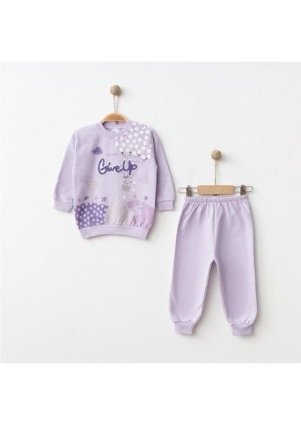 Kız Bebek Eşofman Takımı Organik Pamuklu Pijama Takımı Mor