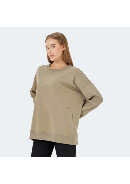 VIKENTI SW Kadın Oversize Sweatshirt Koyu Yeşil indirimleri