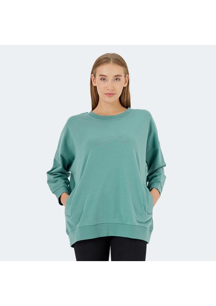 VIKENTI SW Kadın Oversize Sweatshirt Yeşil