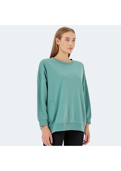 VIKENTI SW Kadın Oversize Sweatshirt Yeşil modelleri