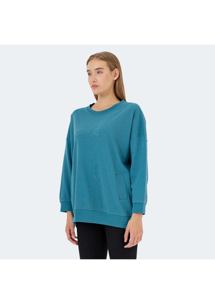 VIKENTI SW Kadın Oversize Sweatshirt Petrol modelleri
