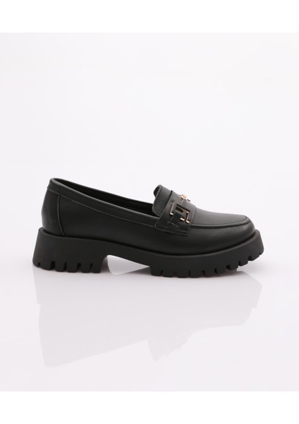 2854 Kadin Metal Aksesuarli Loafer Ayakkabi
