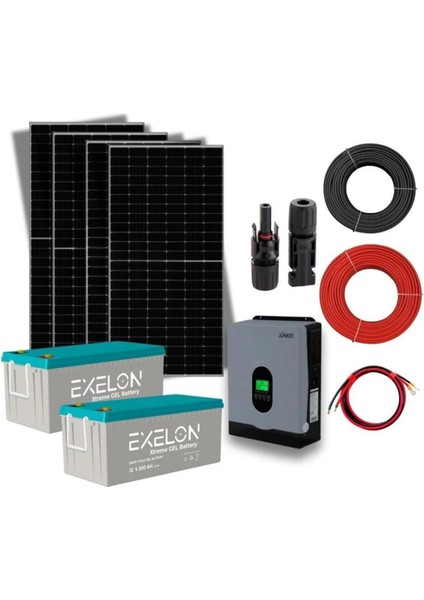 10.000 Watt Çamaşır Makinesi Solar Paketi 550W Güneş Paneli 2.7kw Inverter 200AH Jel Akü