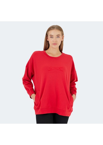 VIKENTI SW Kadın Oversize Sweatshirt Kırmızı